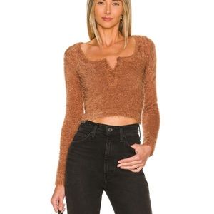 More to come Clare long sleeve top brown stretch
